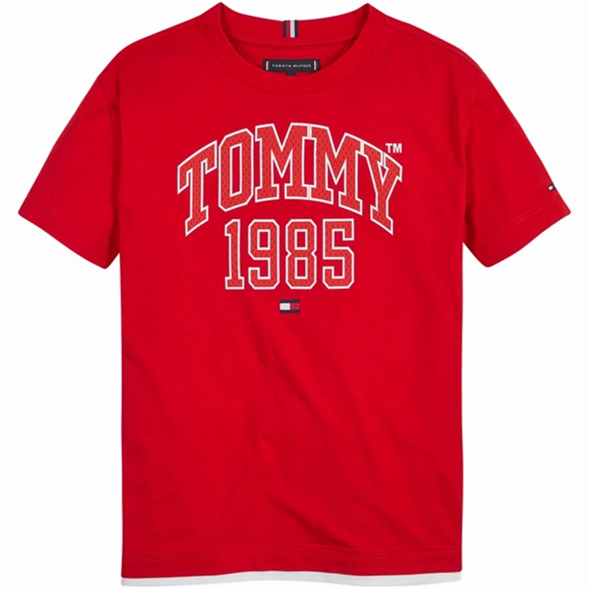Flexible Ribbed Neckline Simple Look Tommy Hilfiger Tommy Varsity T-shirt Deep Crimson