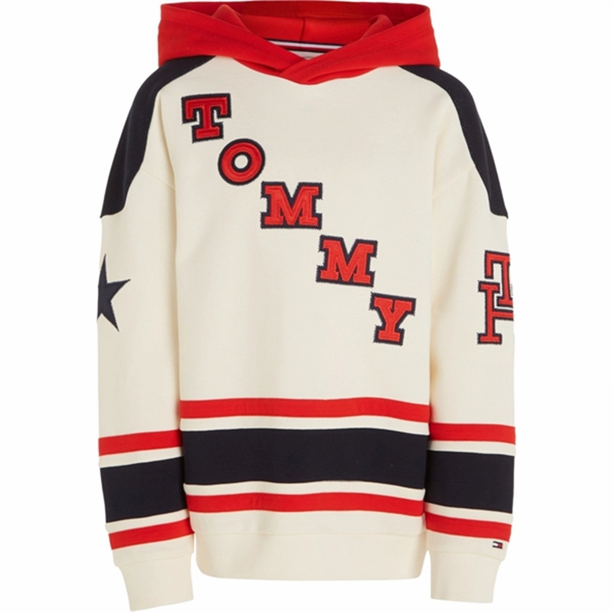 Casual Street Lightweight Midlayer Option Tommy Hilfiger Varsity Hoodie Red/White/Navy Block