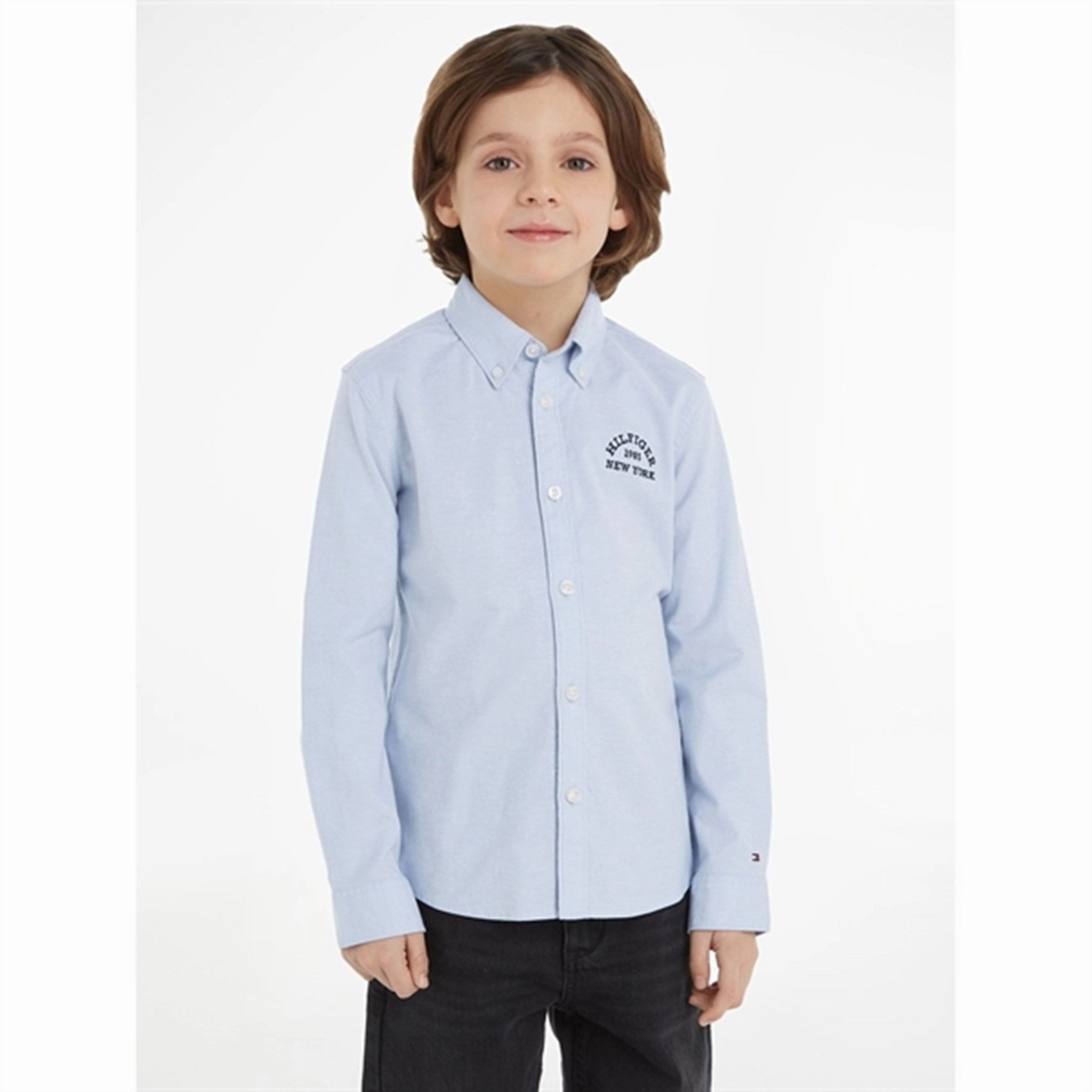 Tommy Hilfiger Varsity Oxford Shirt Calm Blue Graduation Ceremony Reinforced Seams