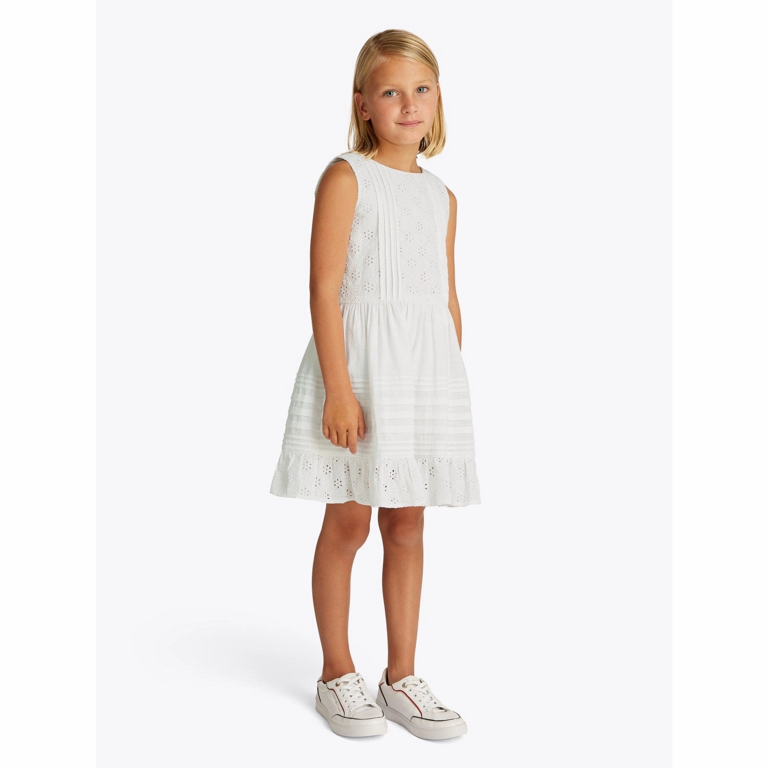Polished Design Tommy Hilfiger White Embroidered Cotton Dress