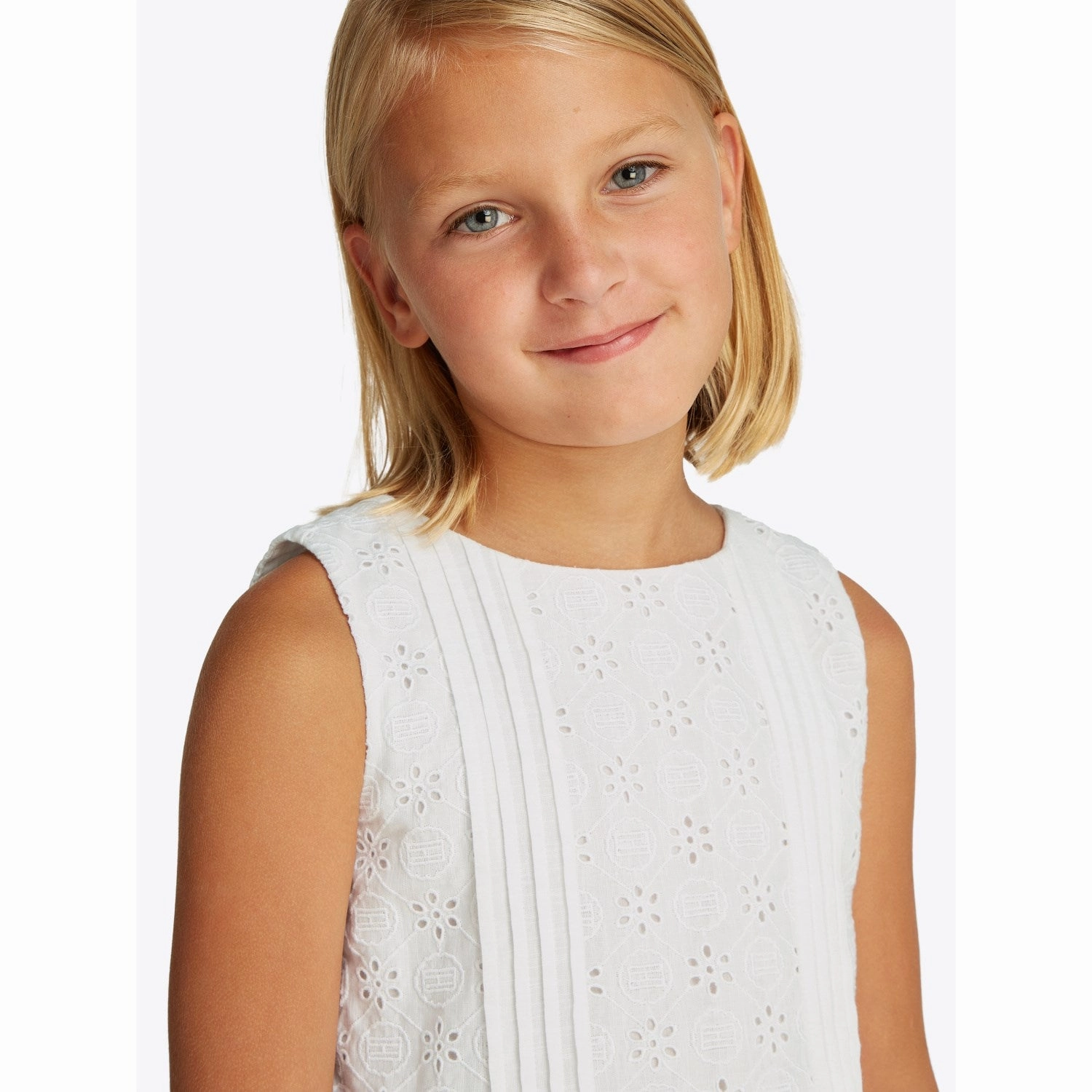 Tommy Hilfiger White Embroidered Cotton Dress Timeless Look