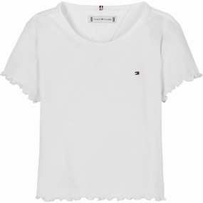 Tommy Hilfiger White Essential Rib Top SS oversized but not shapeless Fit For Comfort