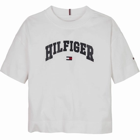 Tommy Hilfiger White Melange Varsity Archive T-Shirt Weekend Comfort Style Streetwear Style