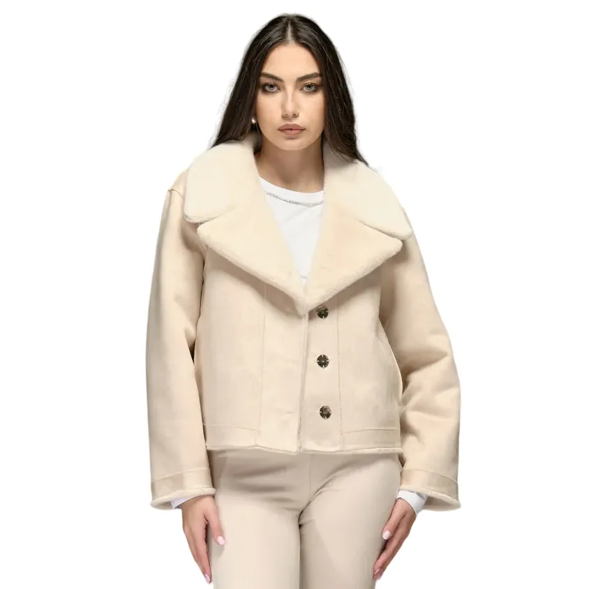 Griffai giaccone Montone corto da donna DFG4003 panna Oppose Neutral