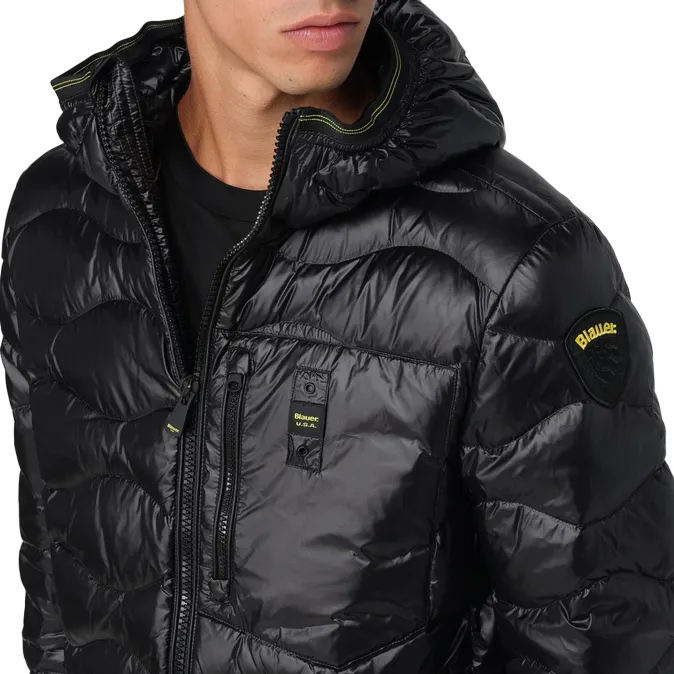 Blauer Piumino da uomo leggero ad onde Wave 24WBLUC0303 006355 999 nero artists Travel Light