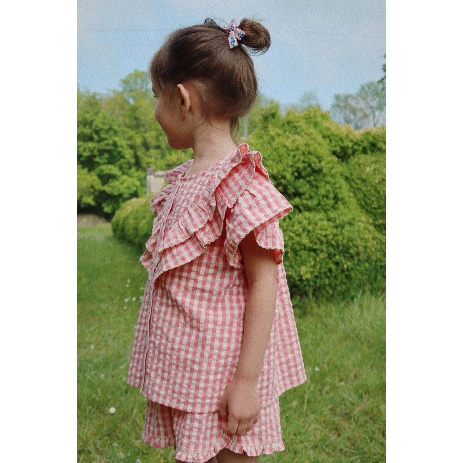 Earthy Palette Functional Wear Konges Sl?jd Flamingo Plume Check Kim Frill Ss Shirt Gots