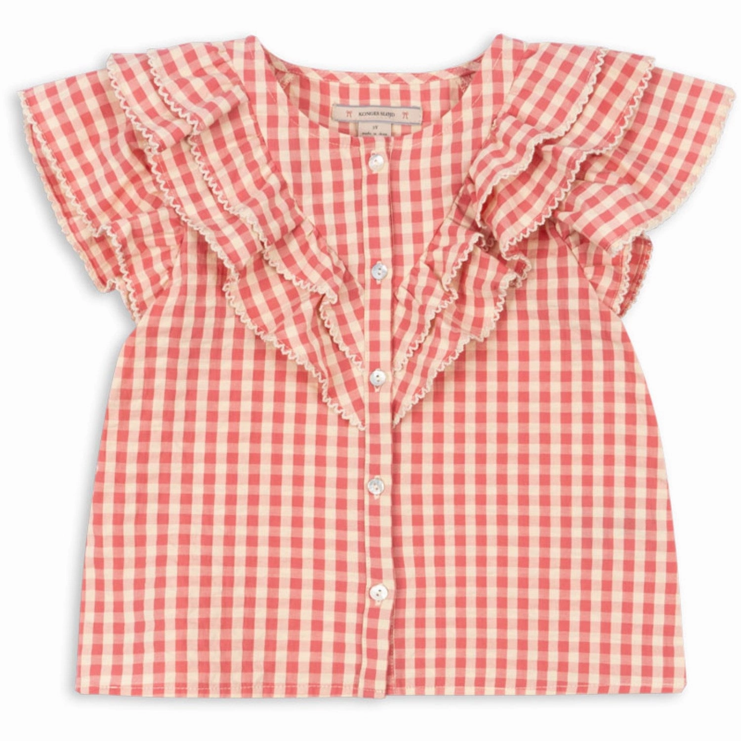 adult clothing Fashion staples Konges Sl?jd Flamingo Plume Check Kim Frill Ss Shirt Gots