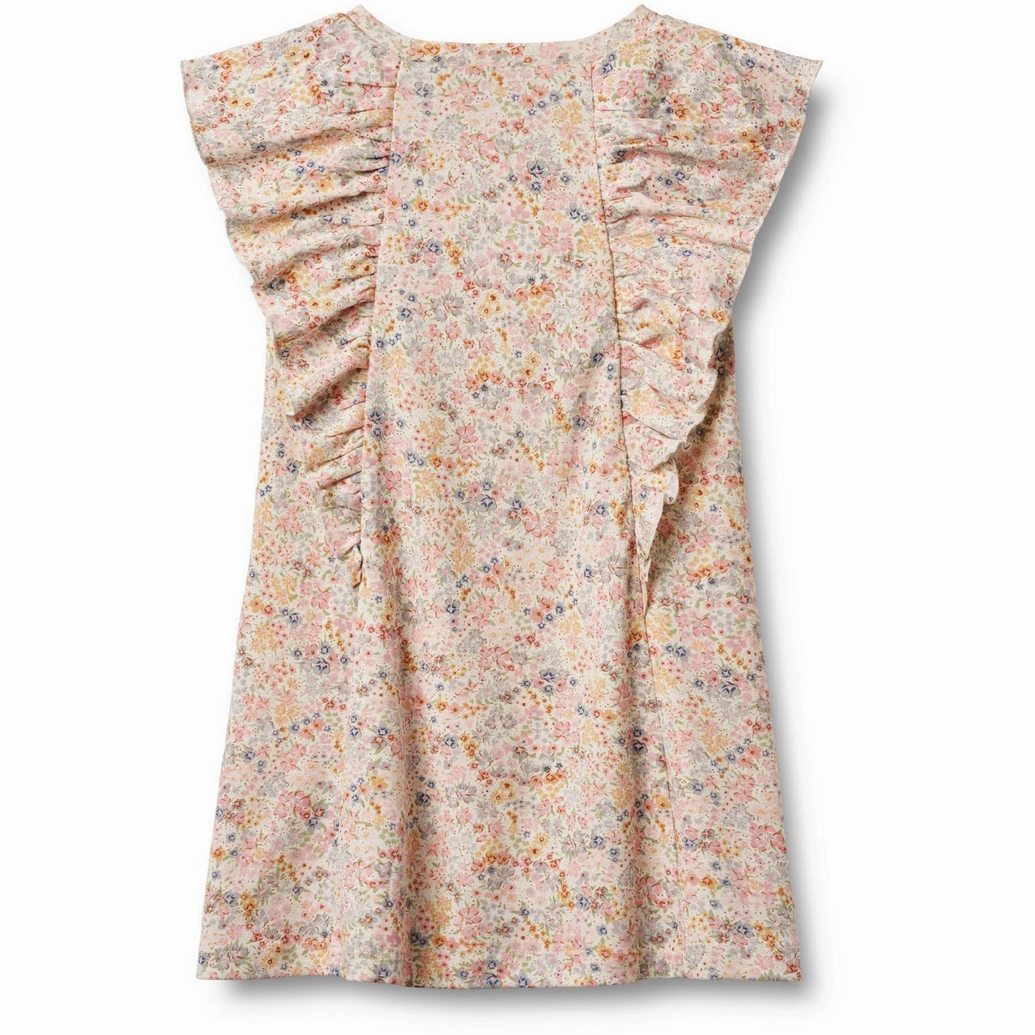 Wheat Bright Flowers Jersey Dress Ruffle Shirley Year Round
