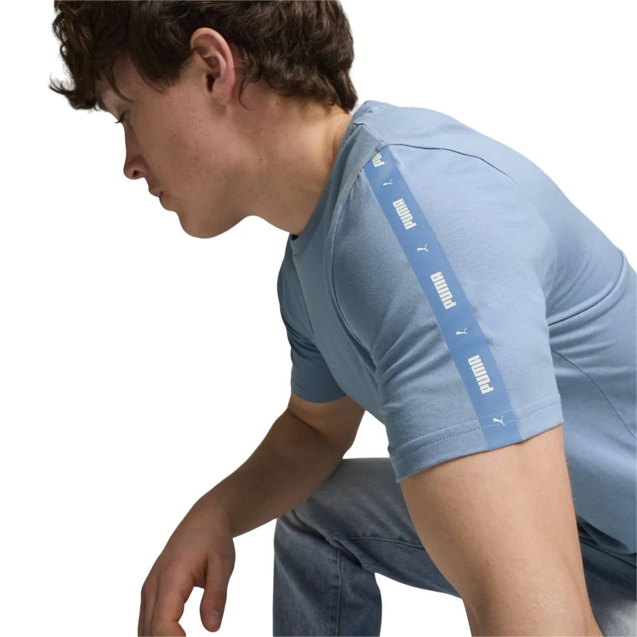 Puma maglietta manica corta da uomo ESS  847382 20 celeste Relaxed Comfort Look