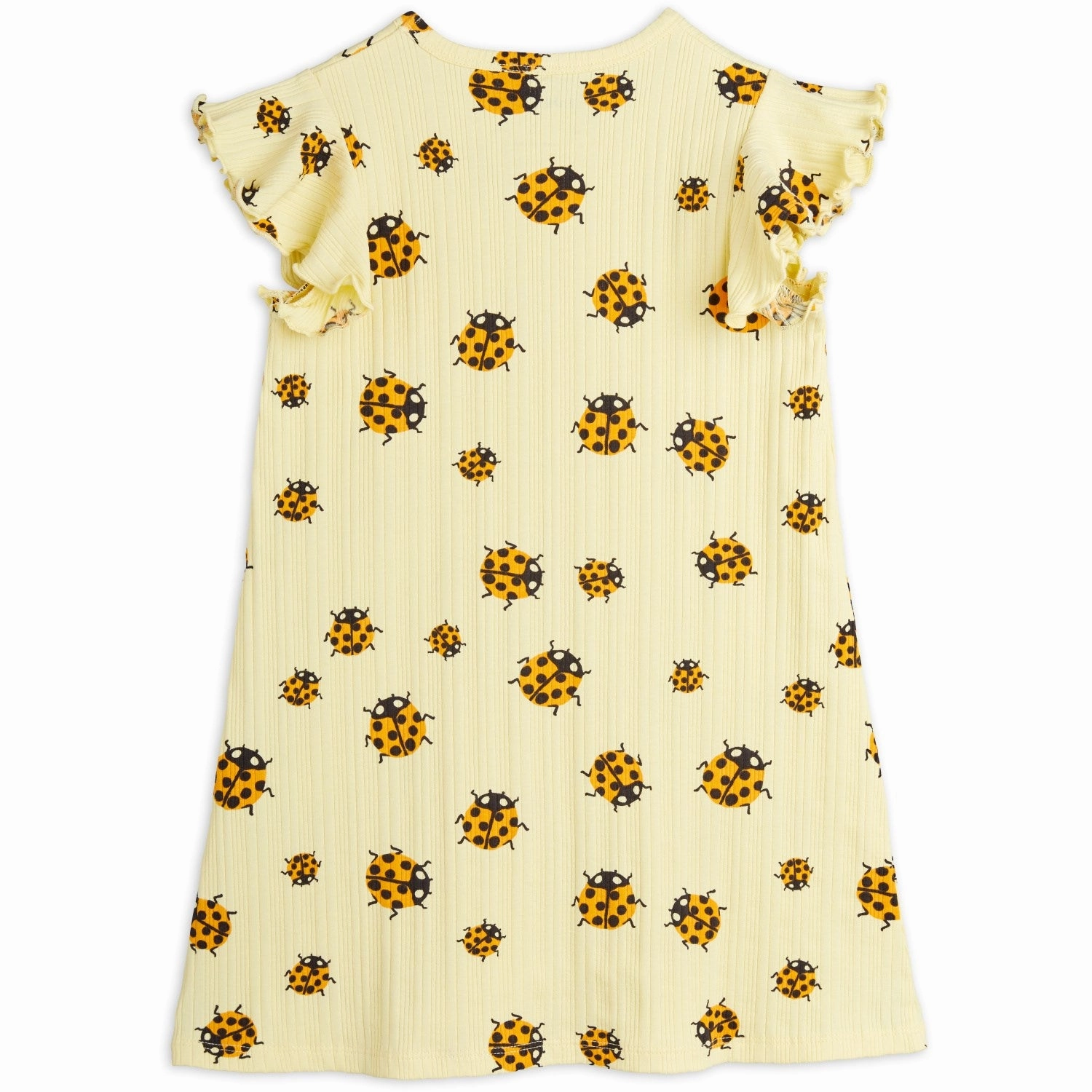 Mini Rodini Yellow Ladybugs AOP Wing Dress Flutter-Sleeve Soft Texture