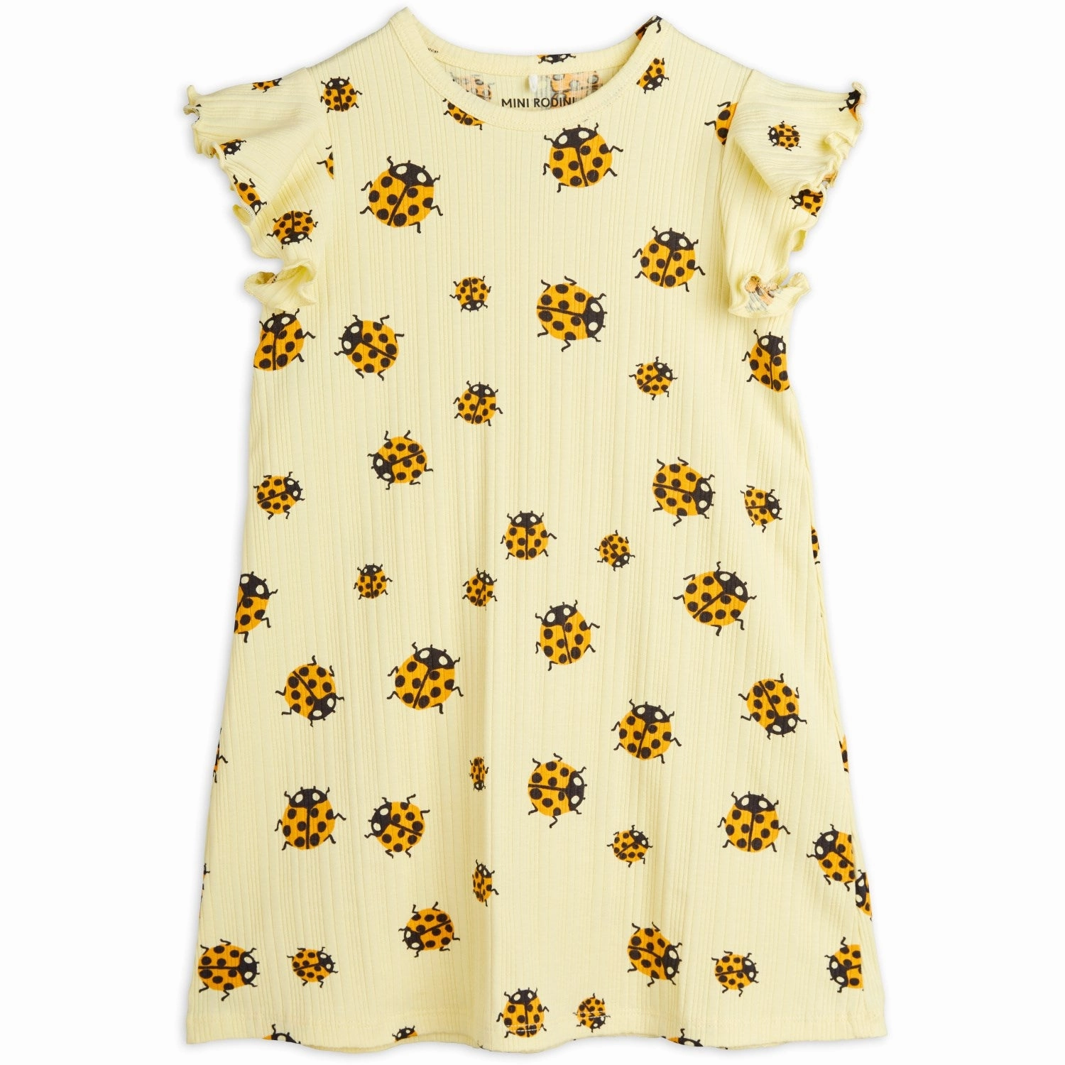 Mini Rodini Yellow Ladybugs AOP Wing Dress Polished Appearance