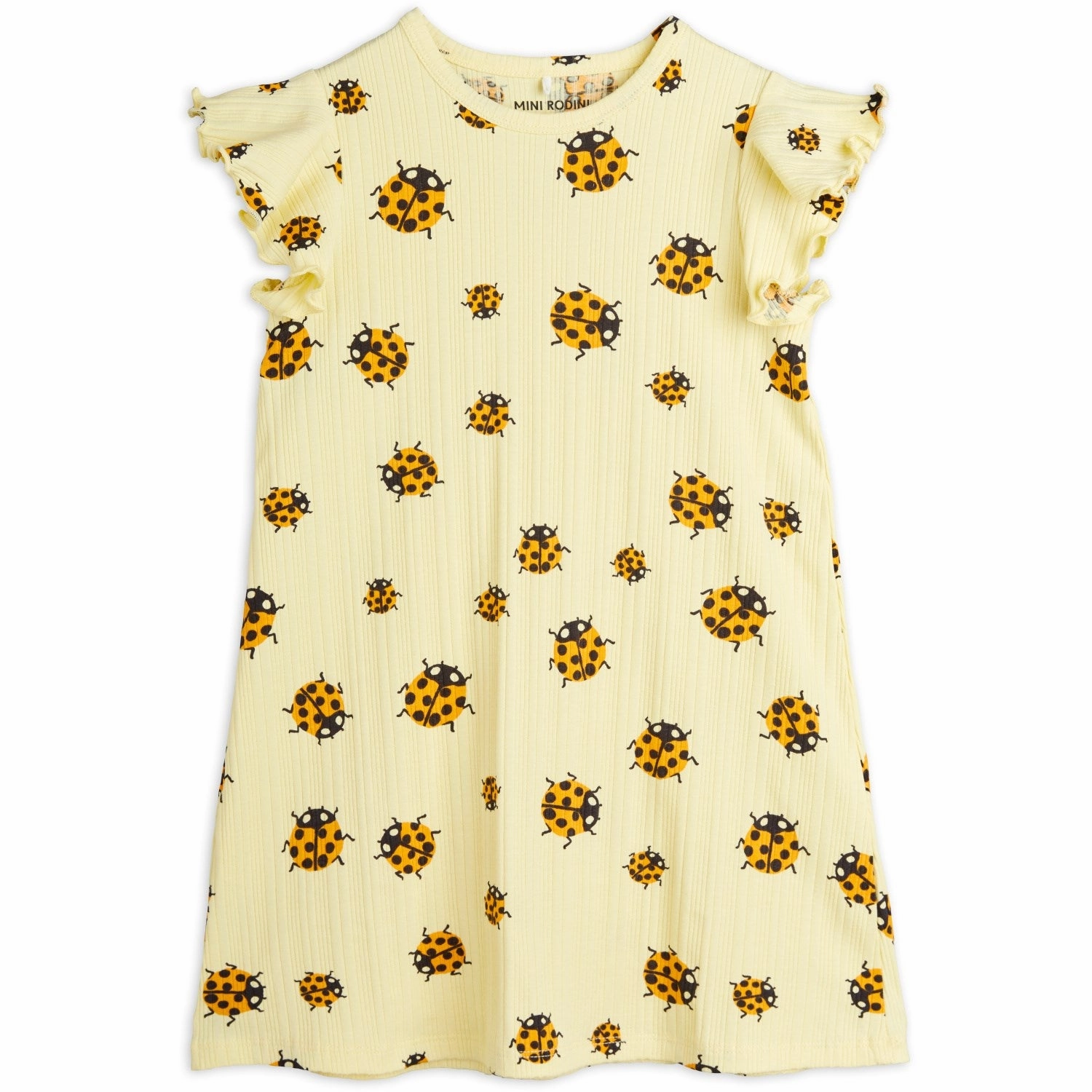 Soft Fashion Flowing Texture Mini Rodini Yellow Ladybugs AOP Wing Dress
