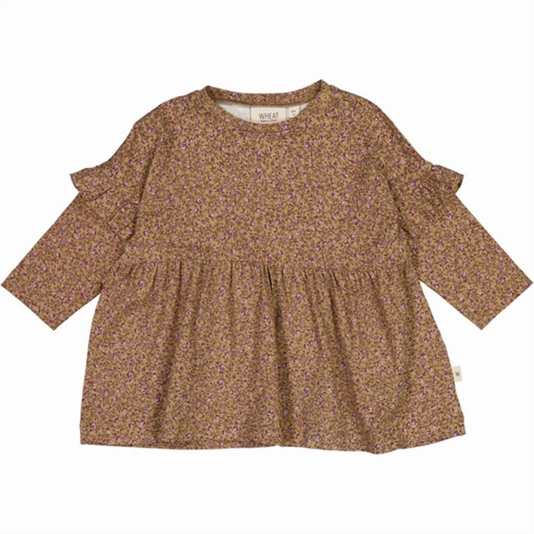 Edge Detail Wheat Hazel Flowers Lilja Jersey Dress