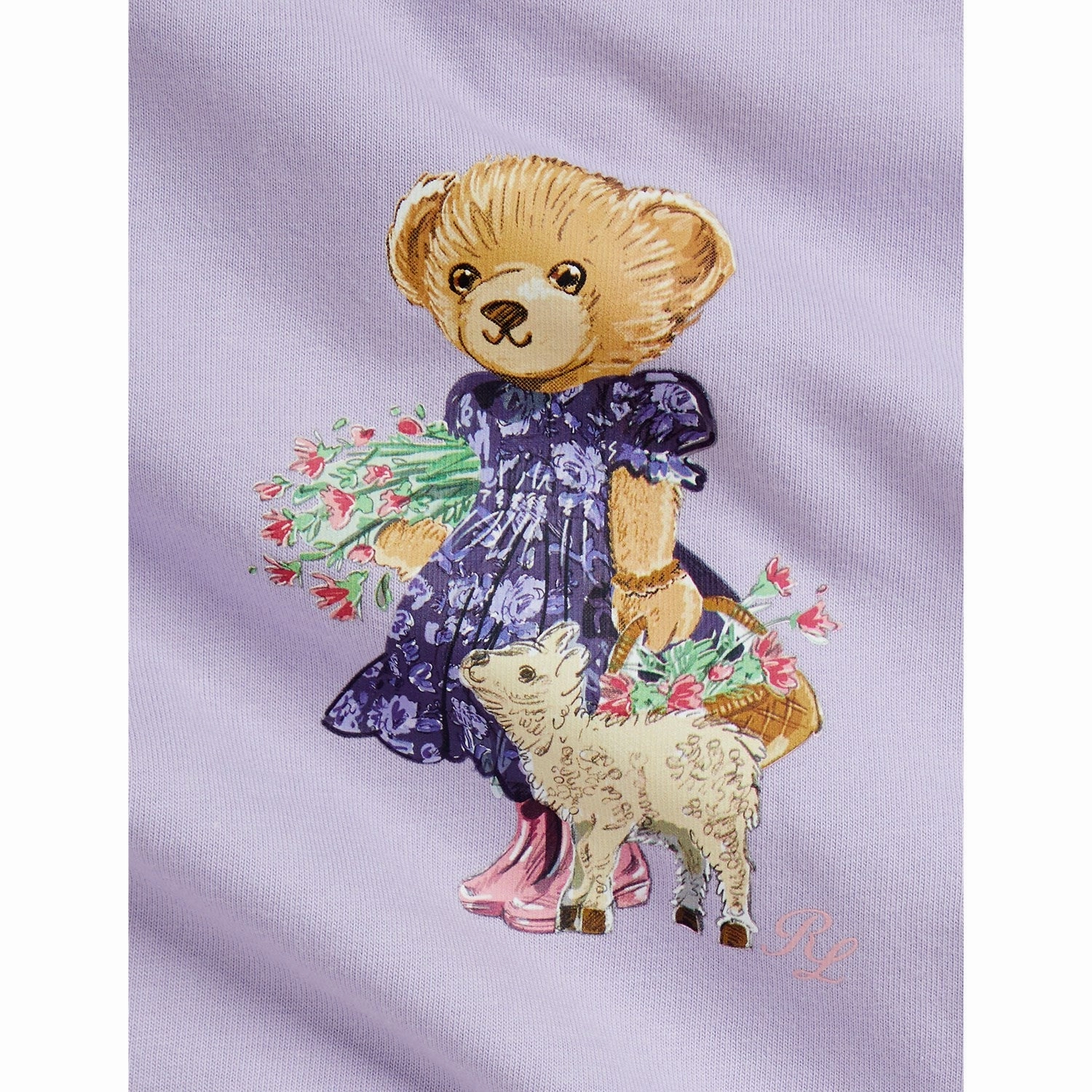 Ralph Lauren Baby Spring Iris/Oatmeal Hthr Blouse Legging Set Premium Pima Cotton Anti Pilling Finish