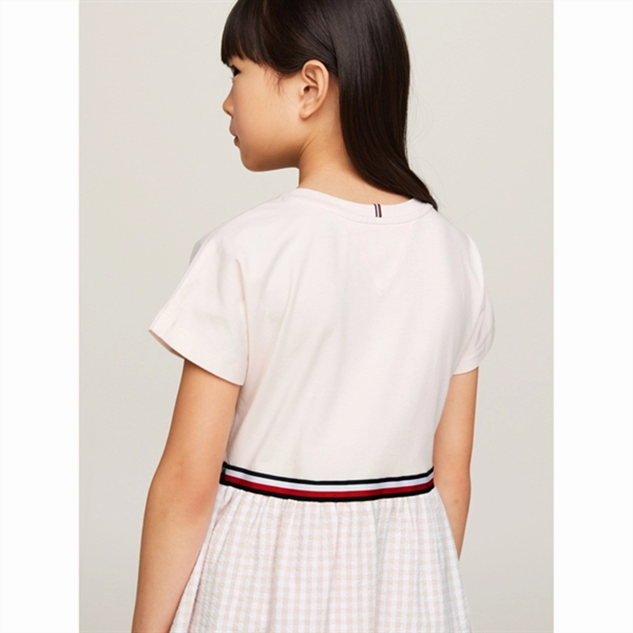 Tommy Hilfiger Gingham Combi Dress Whimsy Pink Check Belted-Style Pastel Sky