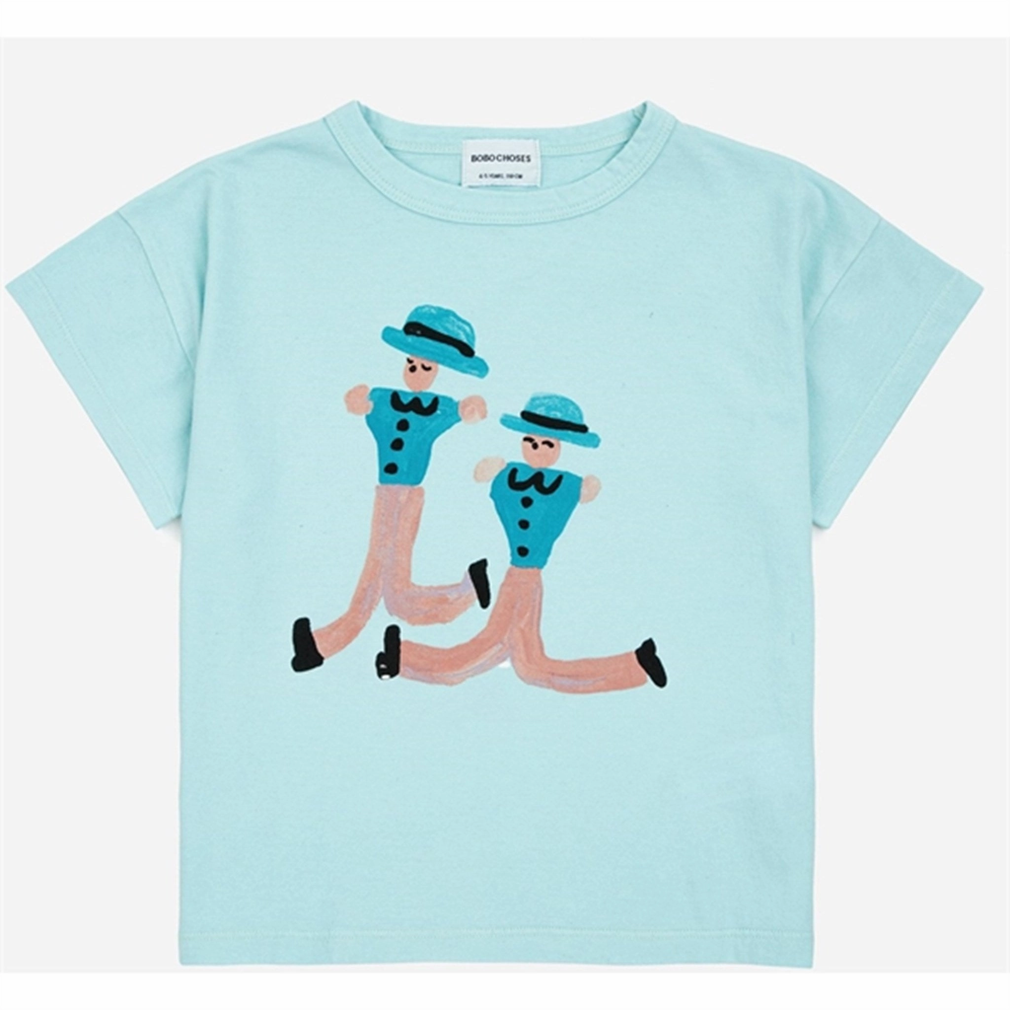 Wrinkle Resistant Cloth Circular Knit Construction Bobo Choses Dancing Giants T-Shirt Light Blue