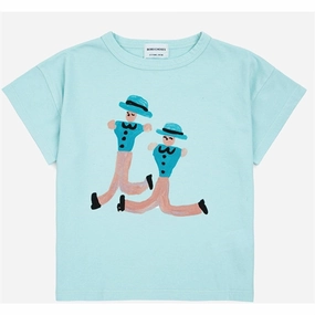 Wrinkle Resistant Cloth Circular Knit Construction Bobo Choses Dancing Giants T-Shirt Light Blue