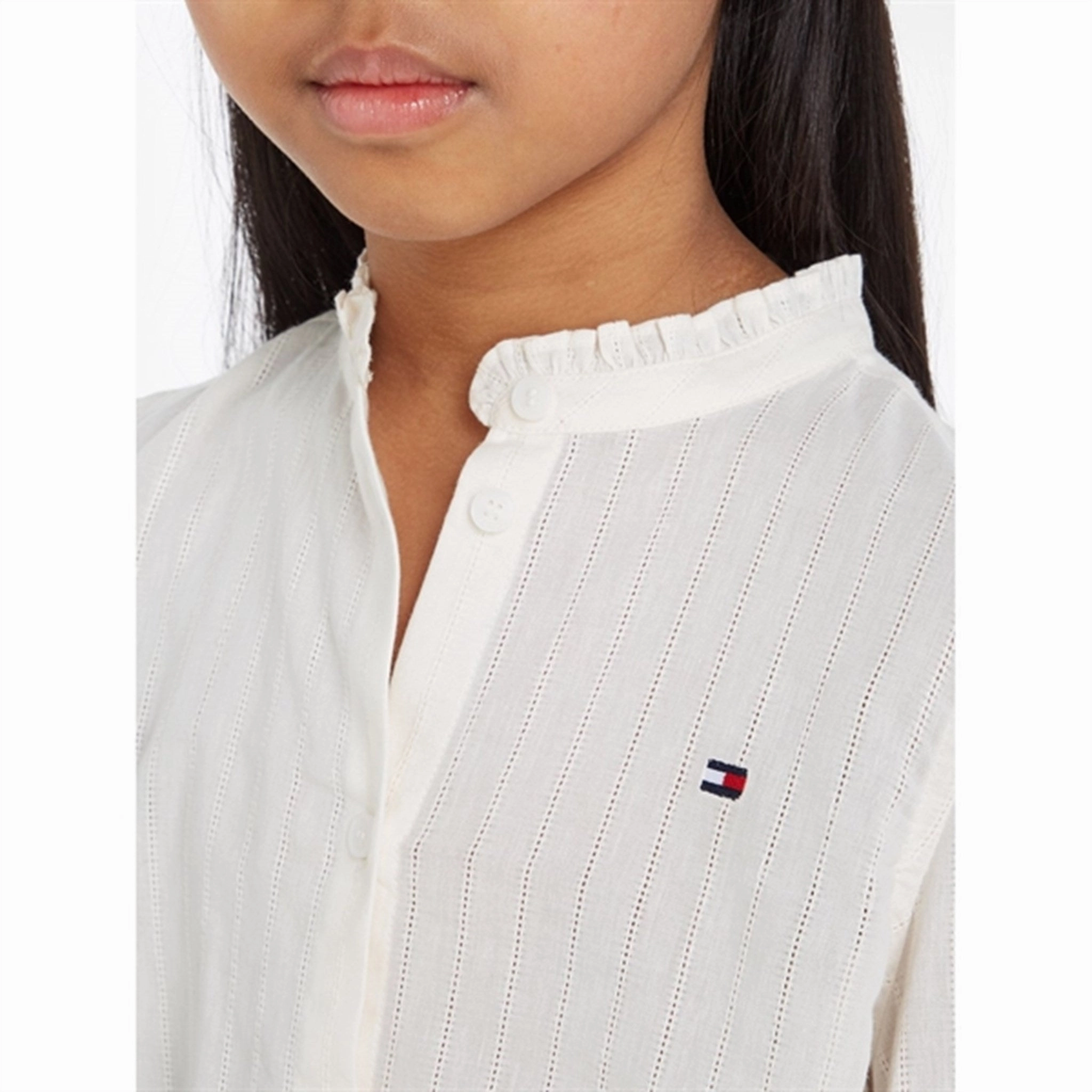 mix and match Must-Have Item Tommy Hilfiger Ladder Lace Shirt with Frill Collar Ancient White