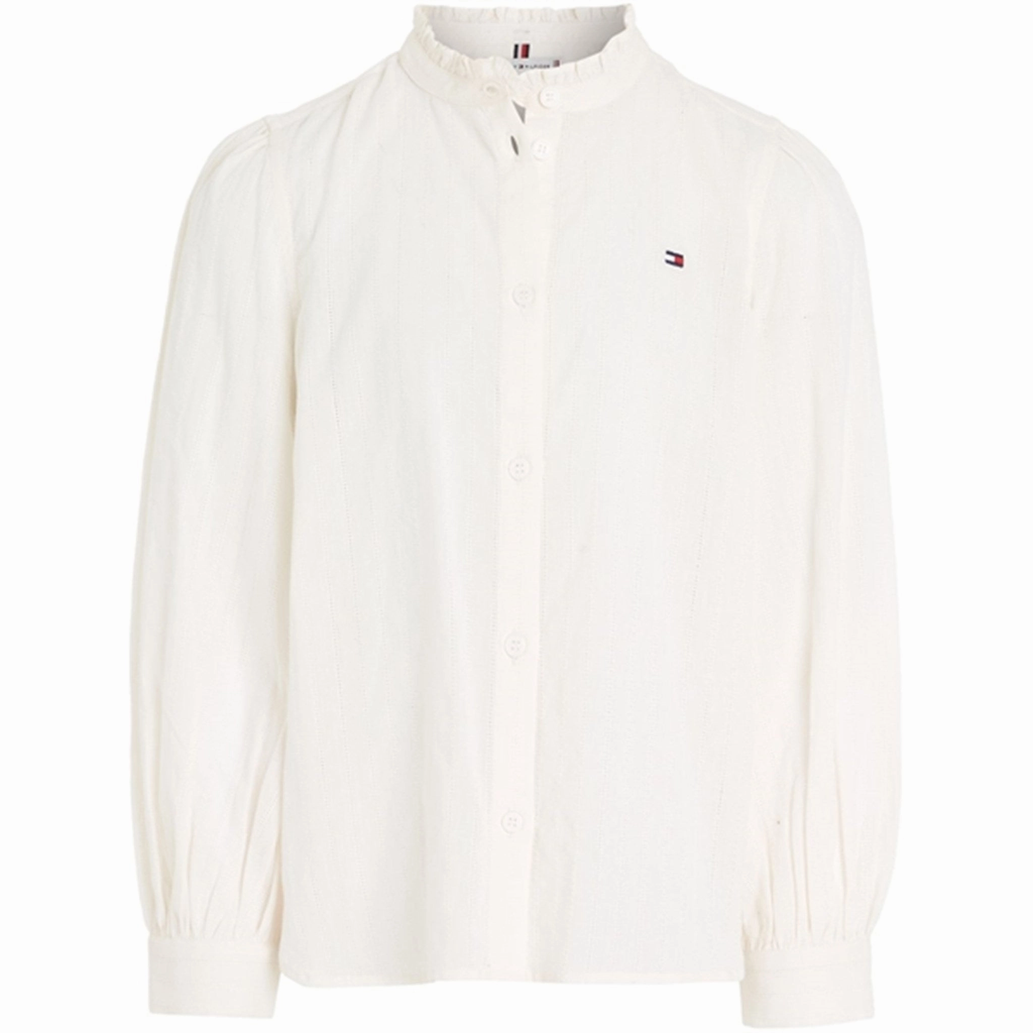 Tommy Hilfiger Ladder Lace Shirt with Frill Collar Ancient White Premium Finish Work Appropriate