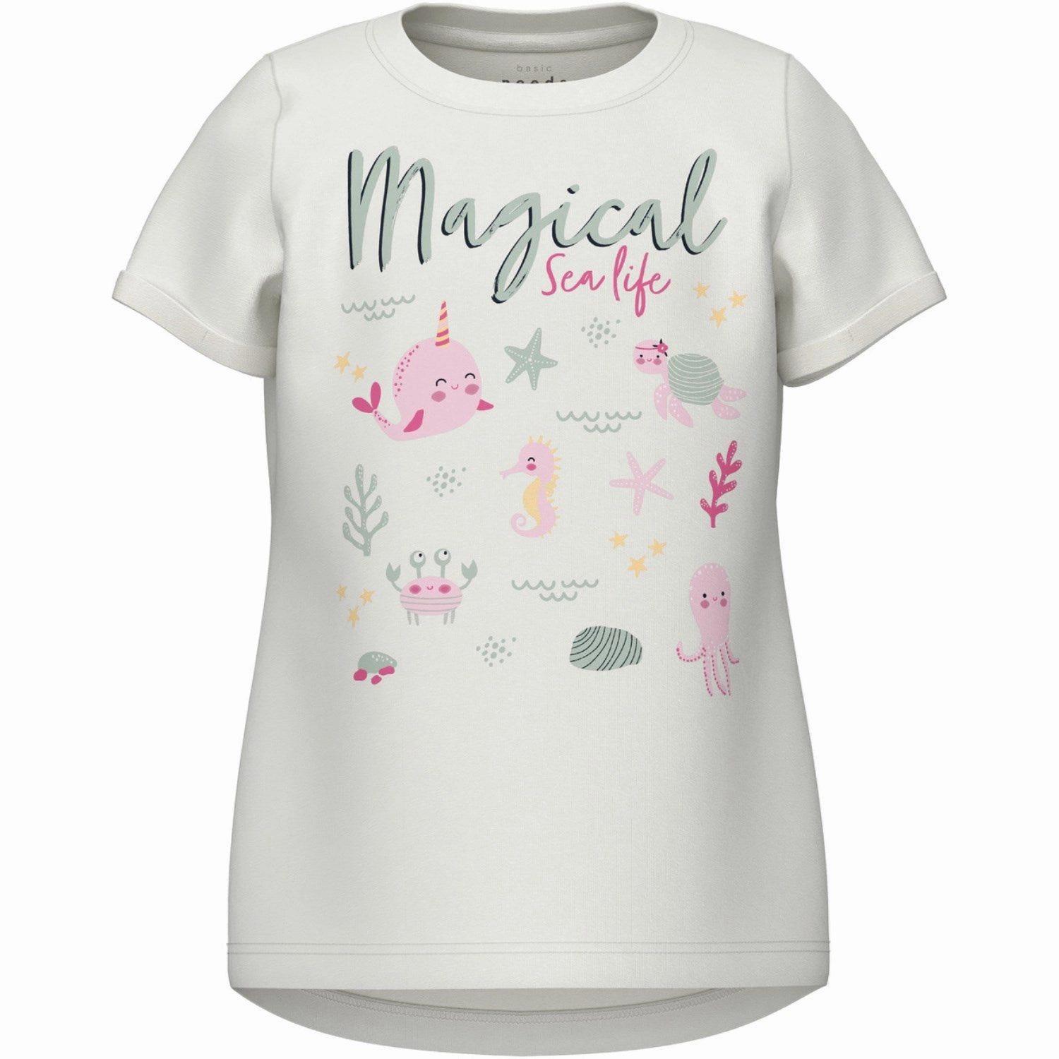 Versatile and Stylish Cross Grain Knit Name It Bright White Magical Sealife Vix T-Shirt