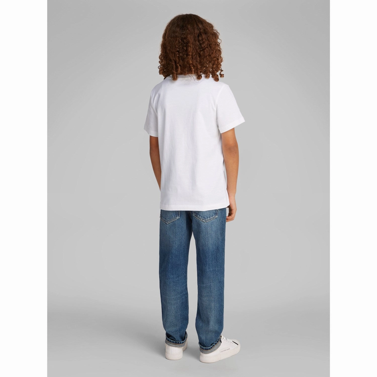 Raw Edge Hem Calvin Klein Bright White Chest Surf Graphic T-Shirt