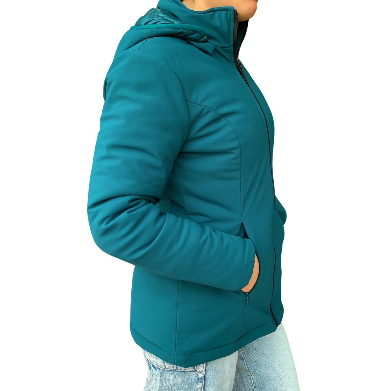 Trez Giacca da donna con cappuccio staccabile JUSTICE-1001 M47130 291 verde smeraldo Smooth Feel