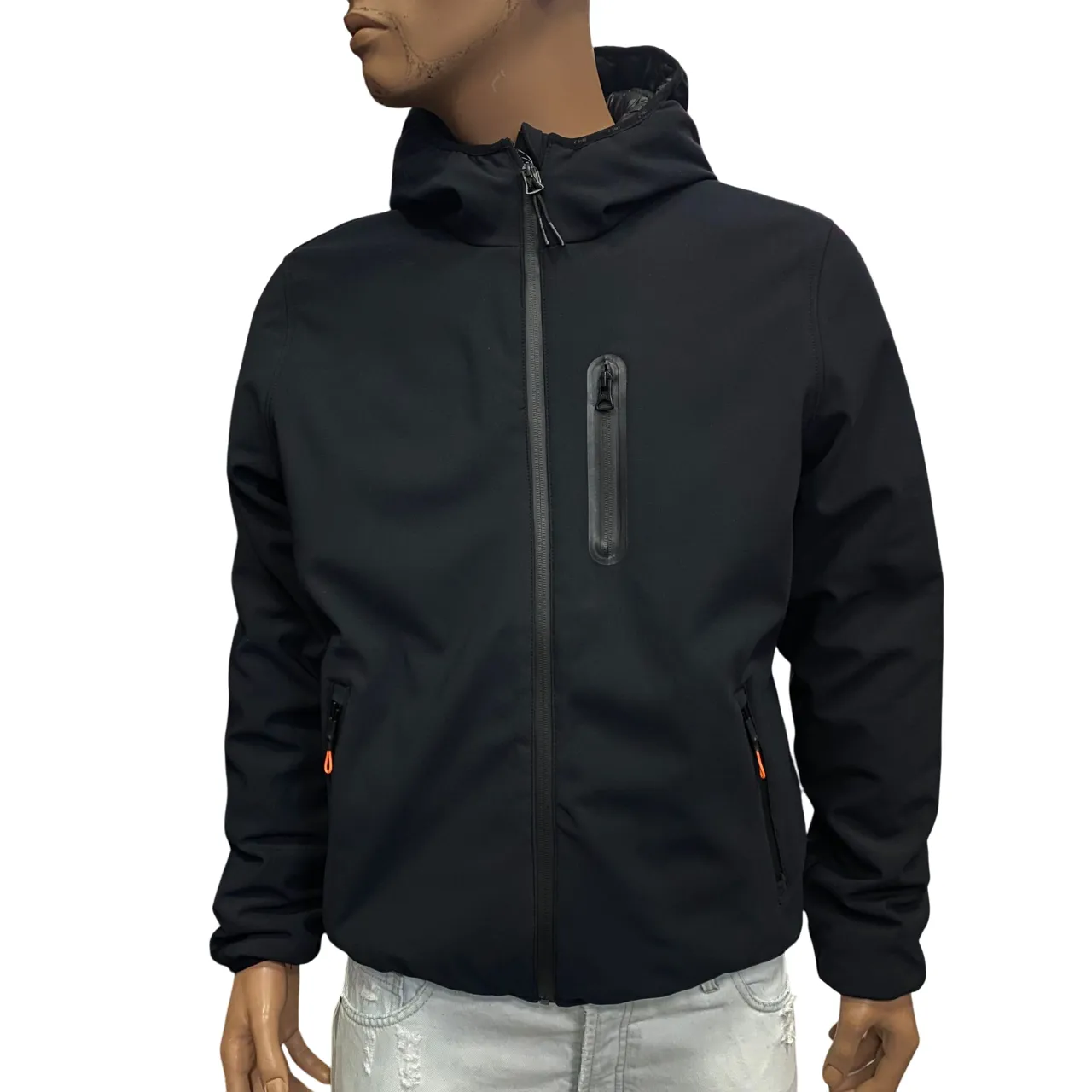 Trez giaccone uomo con cappuccio Gregg-1001 Box M45616 281 nero Lightweight Packable Build