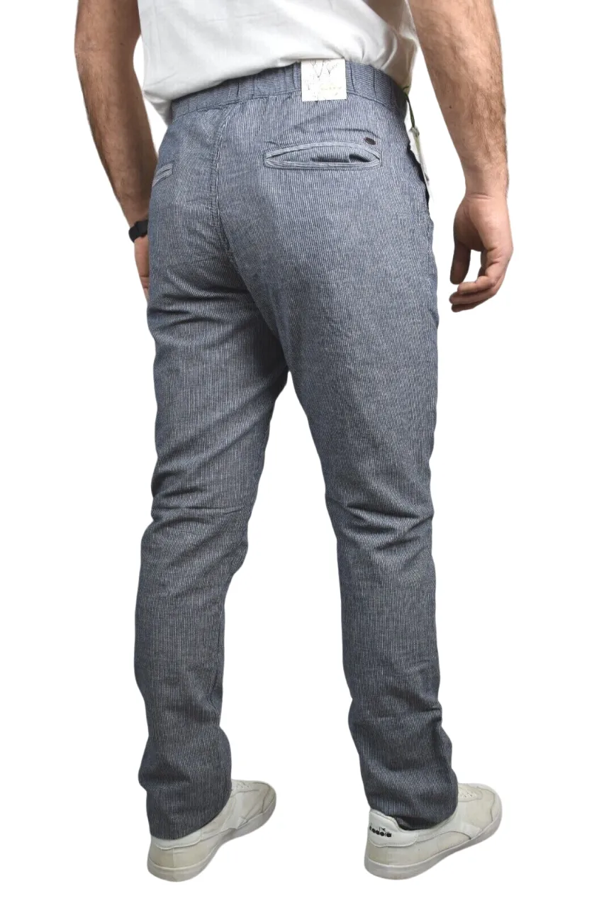 Trez pantalone casual da uomo in lino Poly 2233 M46439 736 grey QuickReleaseFastenings Non Tapered Leg