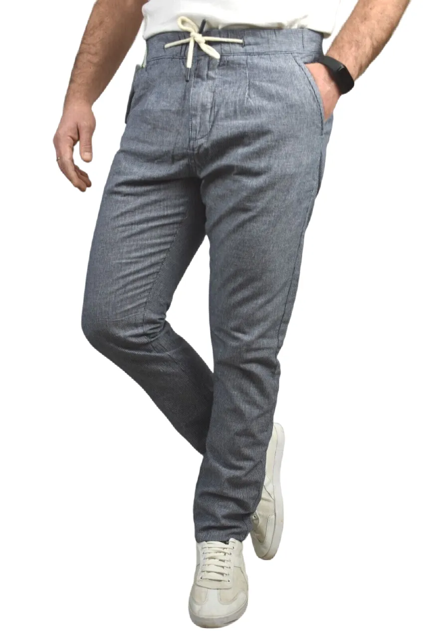 Travel Ready Decorative stitching Trez pantalone casual da uomo in lino Poly 2233 M46439 736 grey