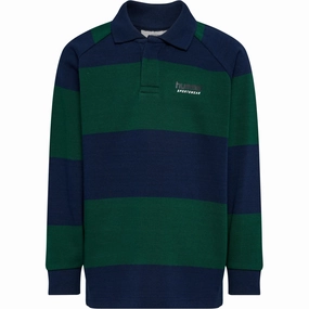 Hummel Dress Blues Jr Loose Striped Polo L/S Dimensional Stability Weave Street Style