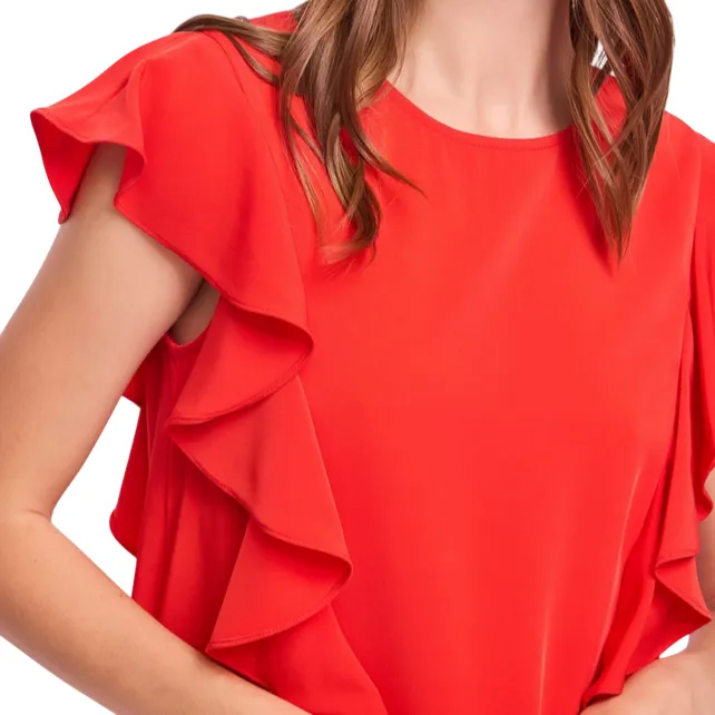 Bold Touches Smocked-Detail Gaud?? abito da donna con volant 511BD15005 2719 rosso