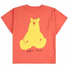 Bobo Choses Red Hug Me Bear T-Shirt Perfect for Layering Durable Collar Construction