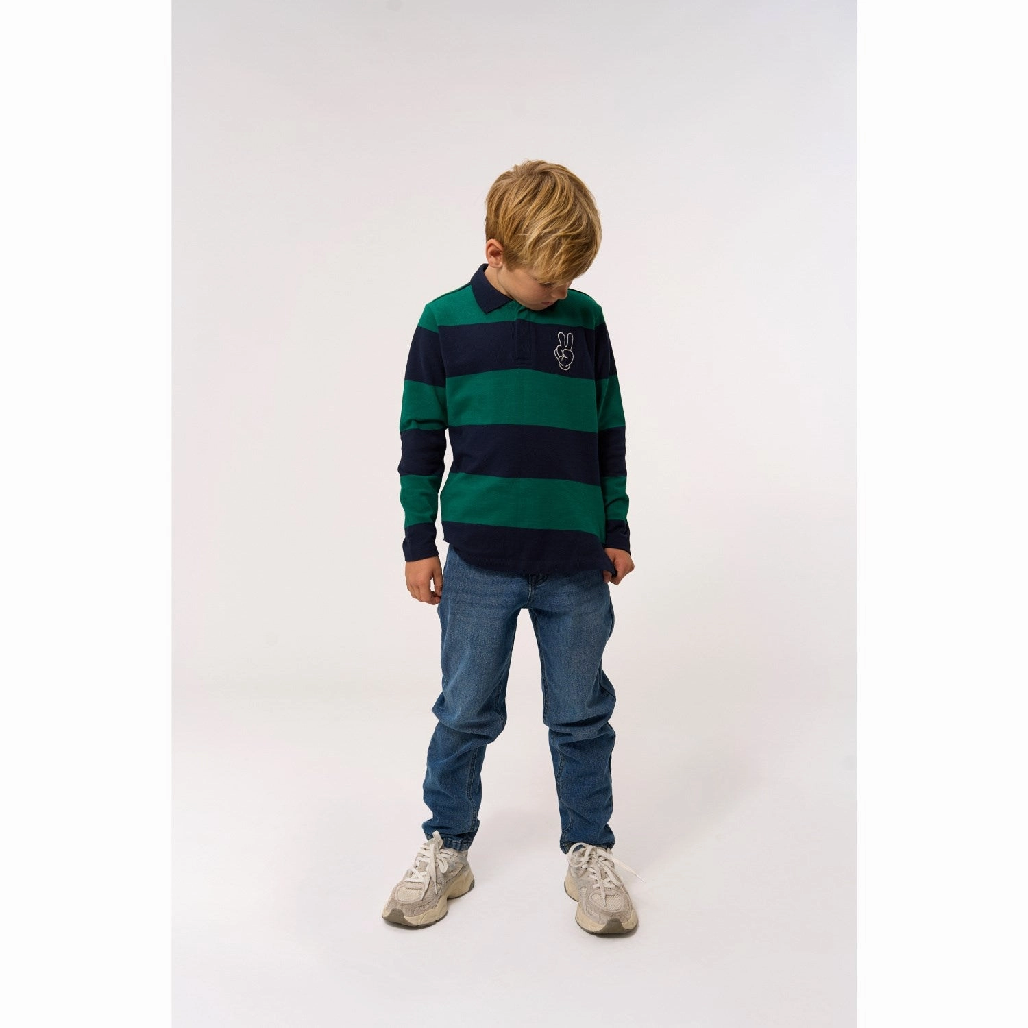 The New Navy Blazer Striped Pino L_S Pique Polo Odor Resistant Zip Front