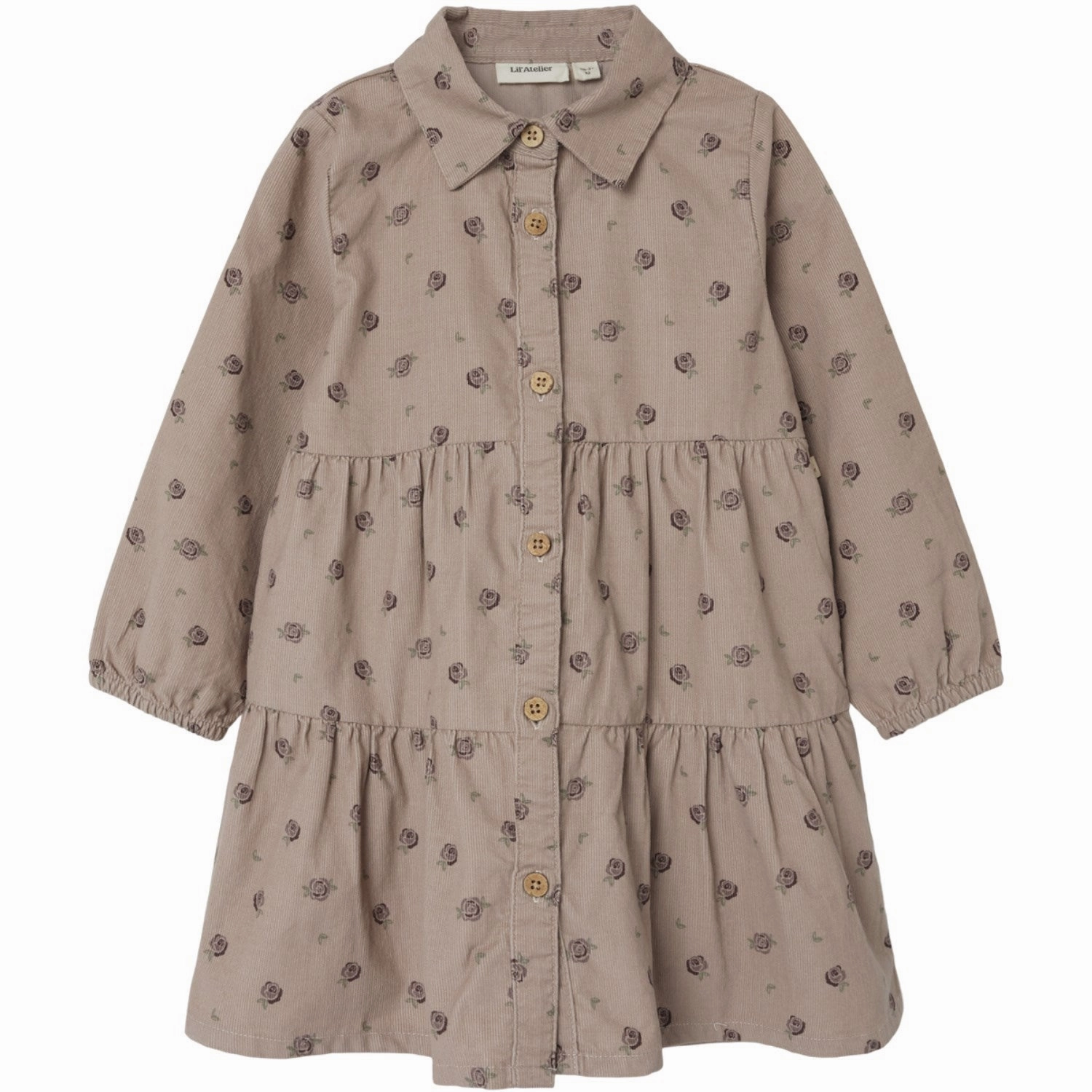 Lil'Atelier Gray Morn Floral Nola Floral Corduroy Dress Mood Layer Tiered Skirt