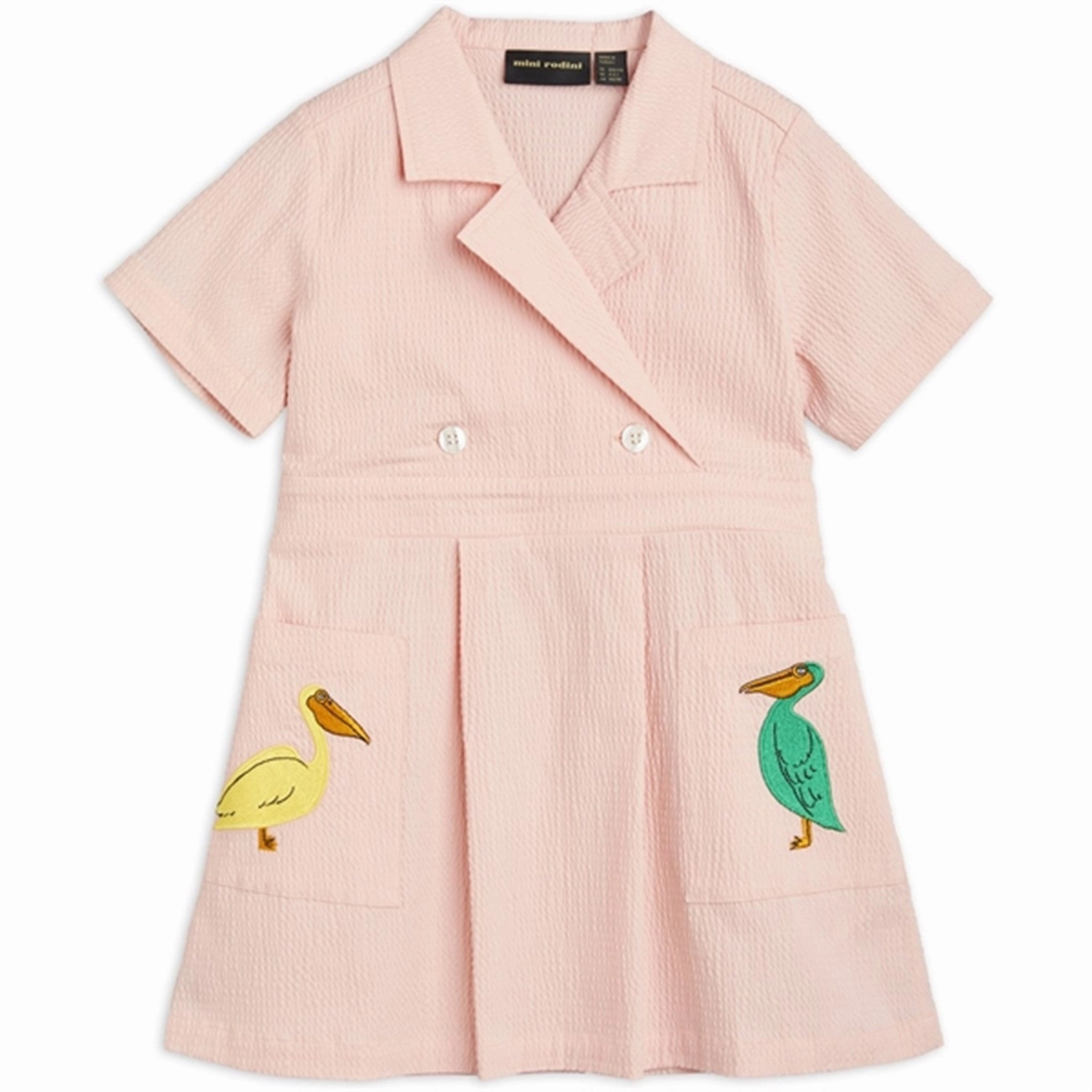 Mini Rodini Pelican Woven Dress Pink Heart Glow