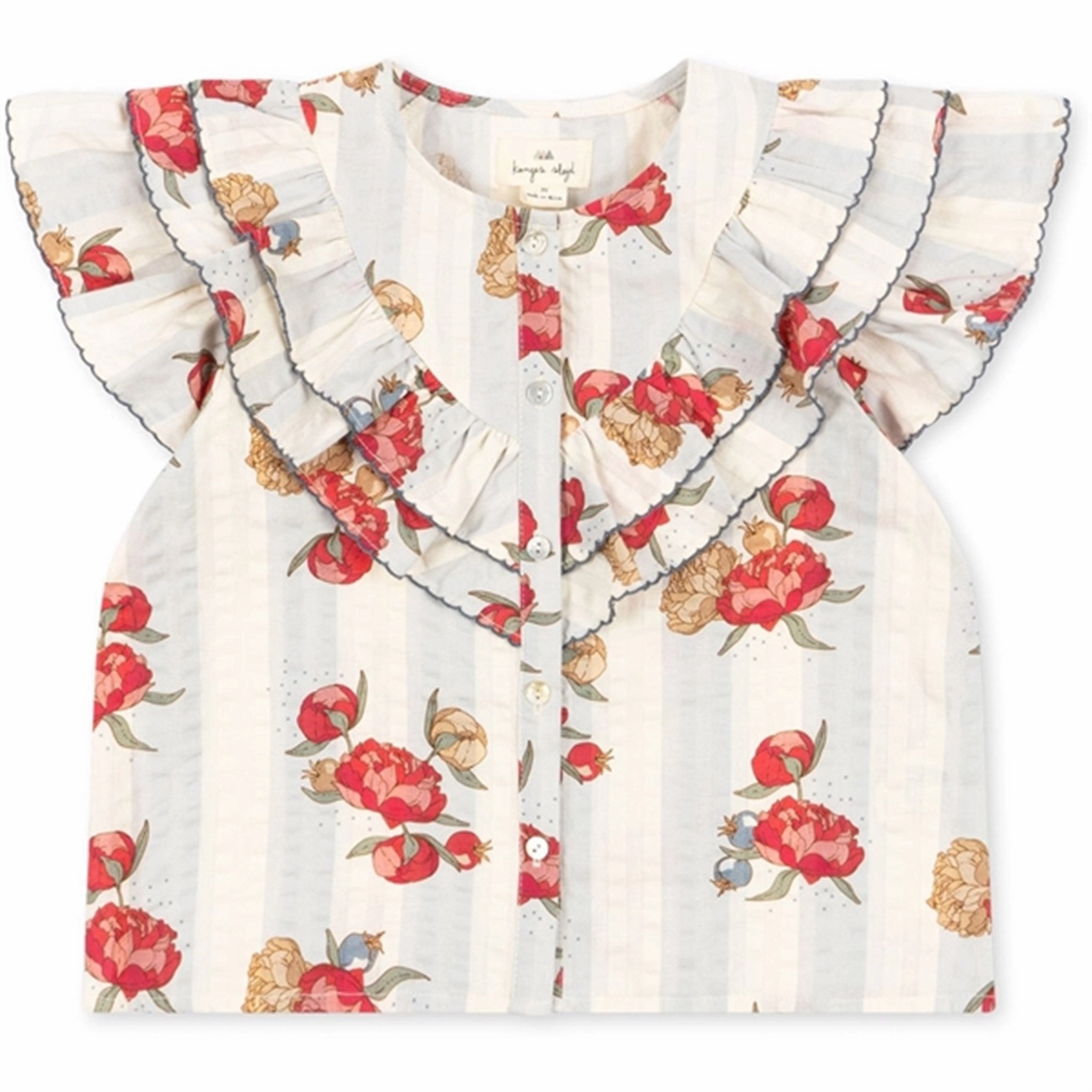 Konges Sl?jd Peony Stripe Kim Frill Shirt High Street Fashion Dinner Date