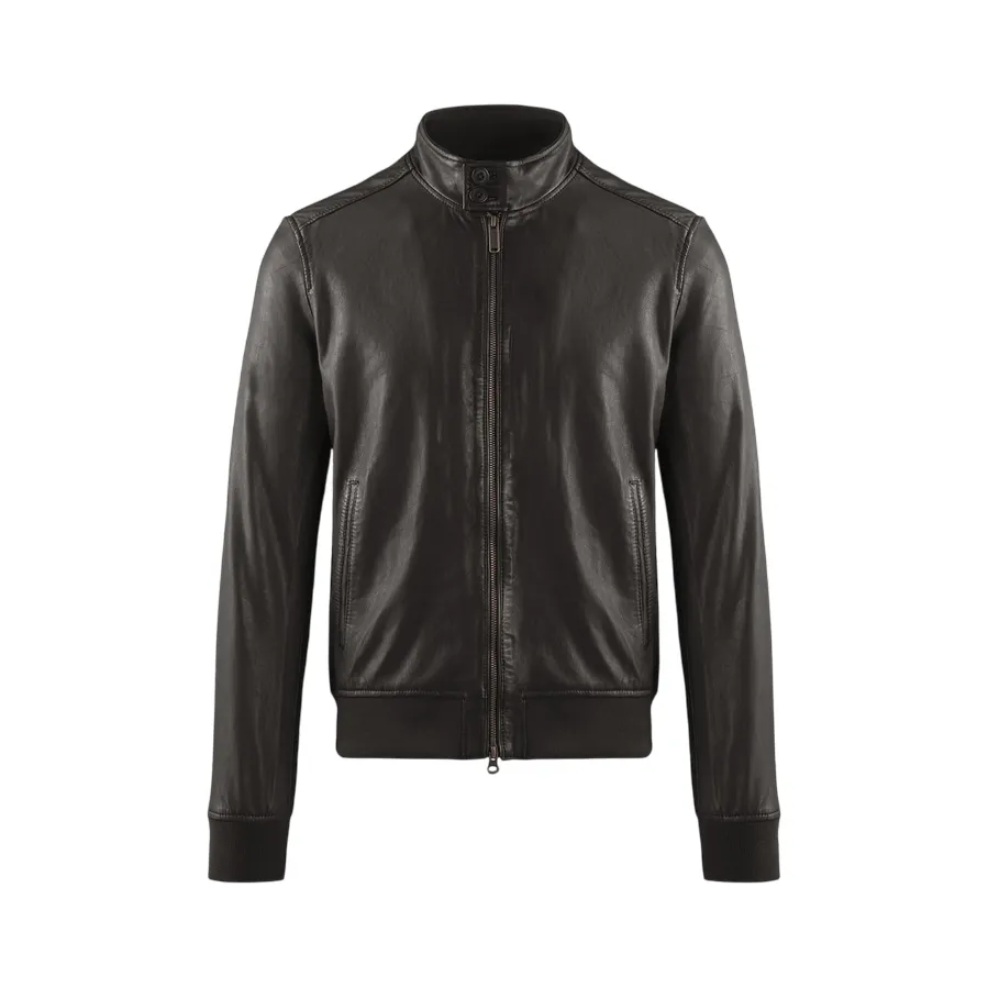 popular in America HighCollar Design Bomboogie giubbino da uomo in pelle Friz JMFRIZPLGS marrone