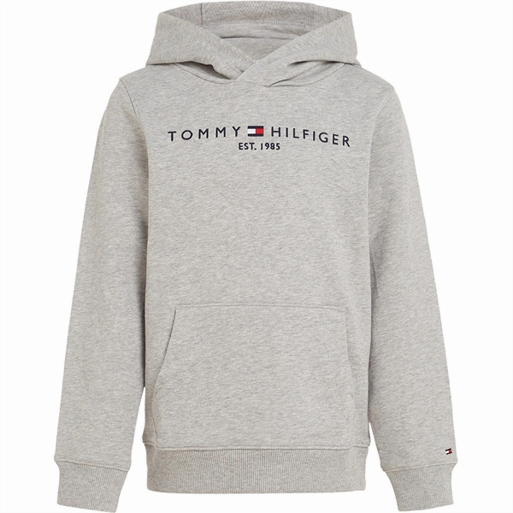 Tommy Hilfiger Essential Hoodie Light Grey Heather Collapsible Hood Jackal like