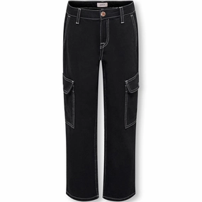 Kids ONLY Black Denim Daniella Straight Cargo Denim Jeans City Approved