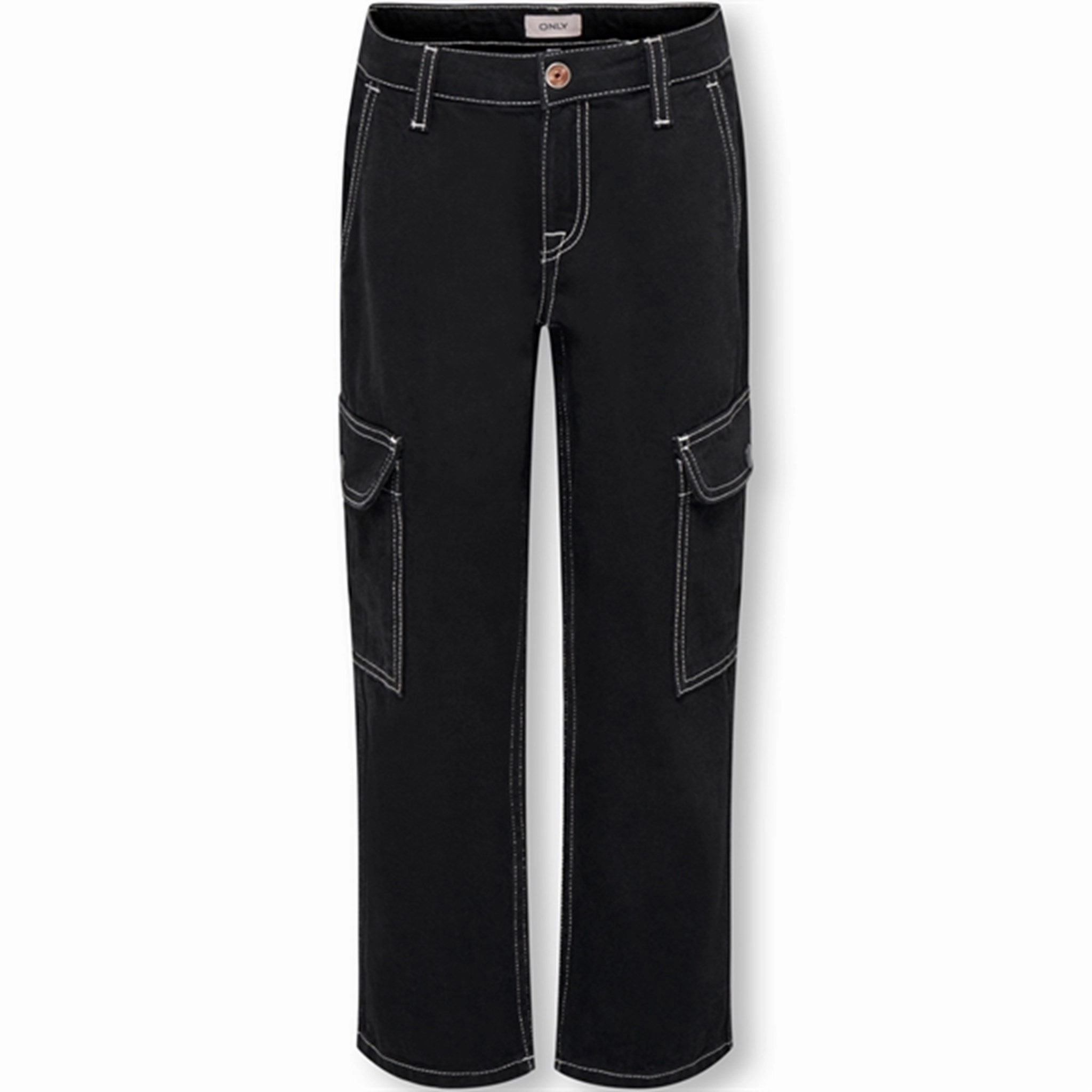 Kids ONLY Black Denim Daniella Straight Cargo Denim Jeans Athlete Fit High Quality