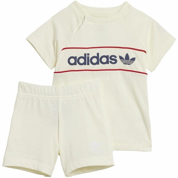 Sweat Resistant Coating adidas Originals Ivory/Night Indigo/Red Shorts Tee Set