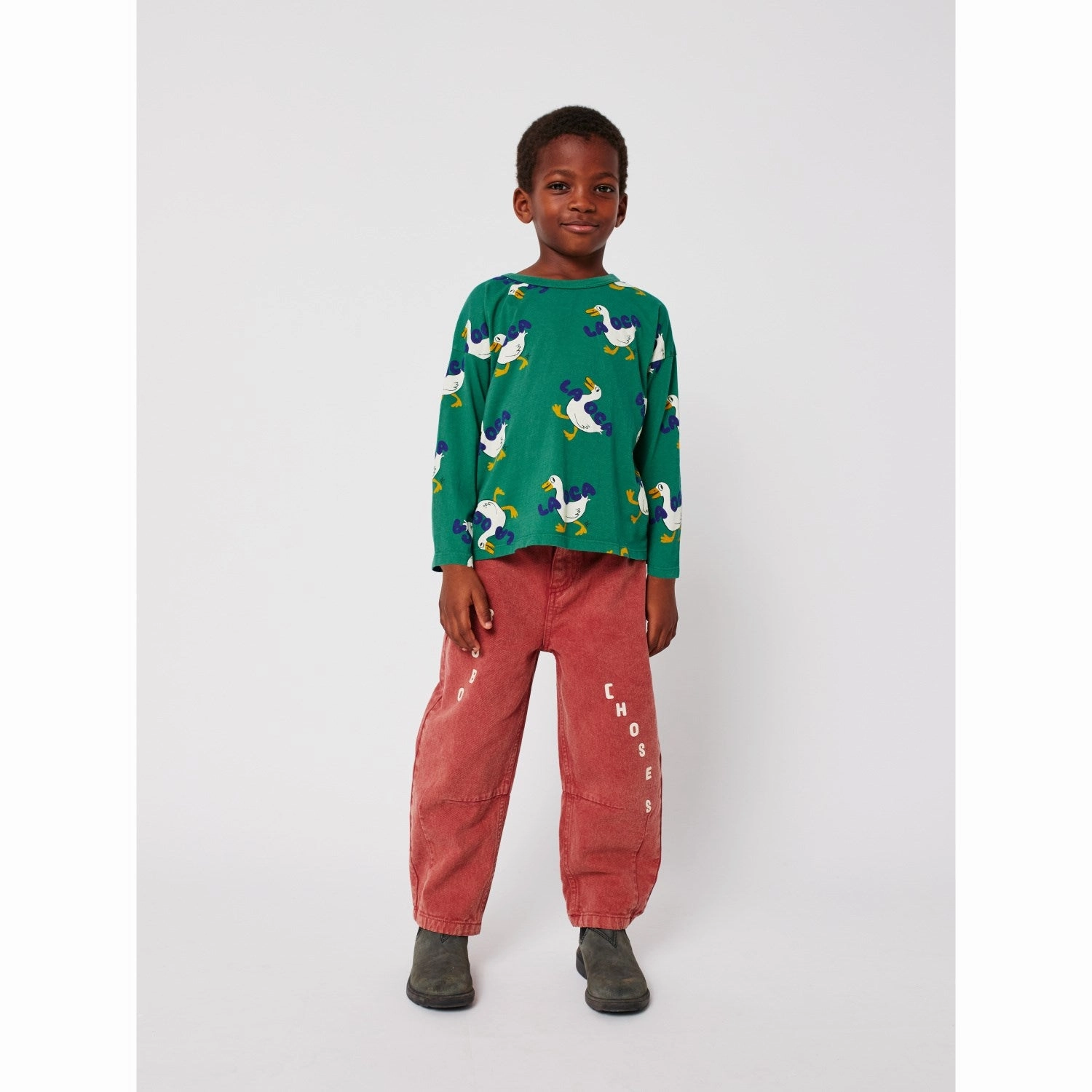 Bobo Choses Green La Oca All Over T-Shirt Fitted Cut