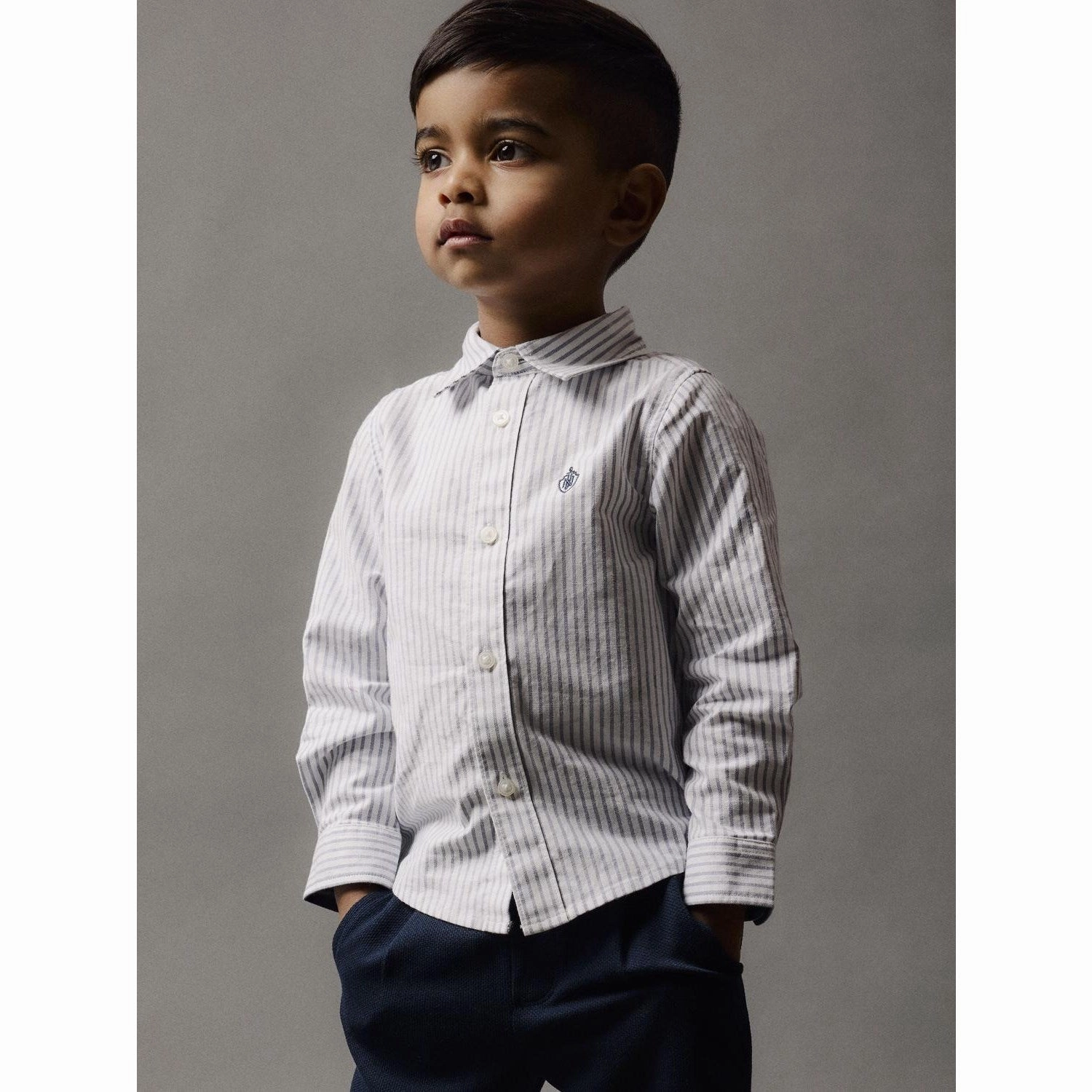 Name It Bright White Thin Stripe - Flint Stone Rekid Shirt Refined Aesthetic