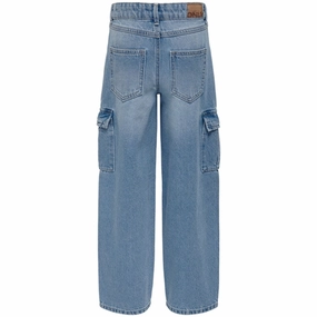 Kids ONLY Light Blue Denim Harmony Wide Cargo Carrot Jeans Noos Fashion friendly