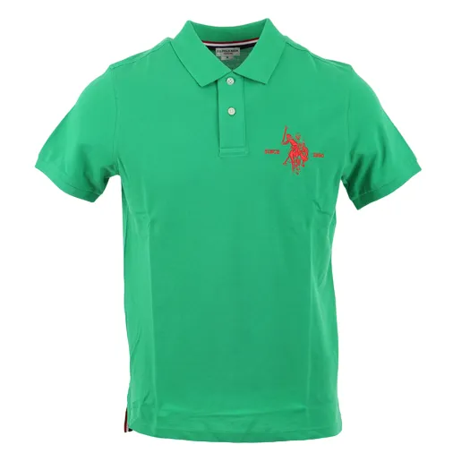 Beach Ready NoChafe Collar Lining U.S. Polo Assn Polo da uomo manica corta con retrocollo a contrasto Kory 41029 65084 342 verde prato