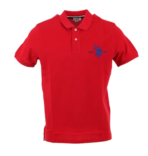U.S. Polo Assn Polo da uomo manica corta con retrocollo a contrasto Kory 41029 65084 352 rosso slim fit Non Restrictive Cuff