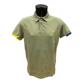 U.S. Polo Assn Polo Kory manica corrta con retrocollo a contrasto 6143750336 246 salvia-giallo oro Colorfast Technology Lightweight Weave