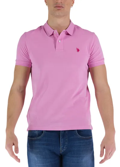 U.S. Polo Assn. Polo uomo manica corta King 41029 65079 305 rosa Moisture Wicking Fabric