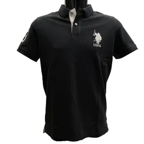 U.S.Polo Assn. Polo manica corta da uomo in cotone piquet con retrocollo a contrasto Kory US41197004 199 nero Minimalist Style
