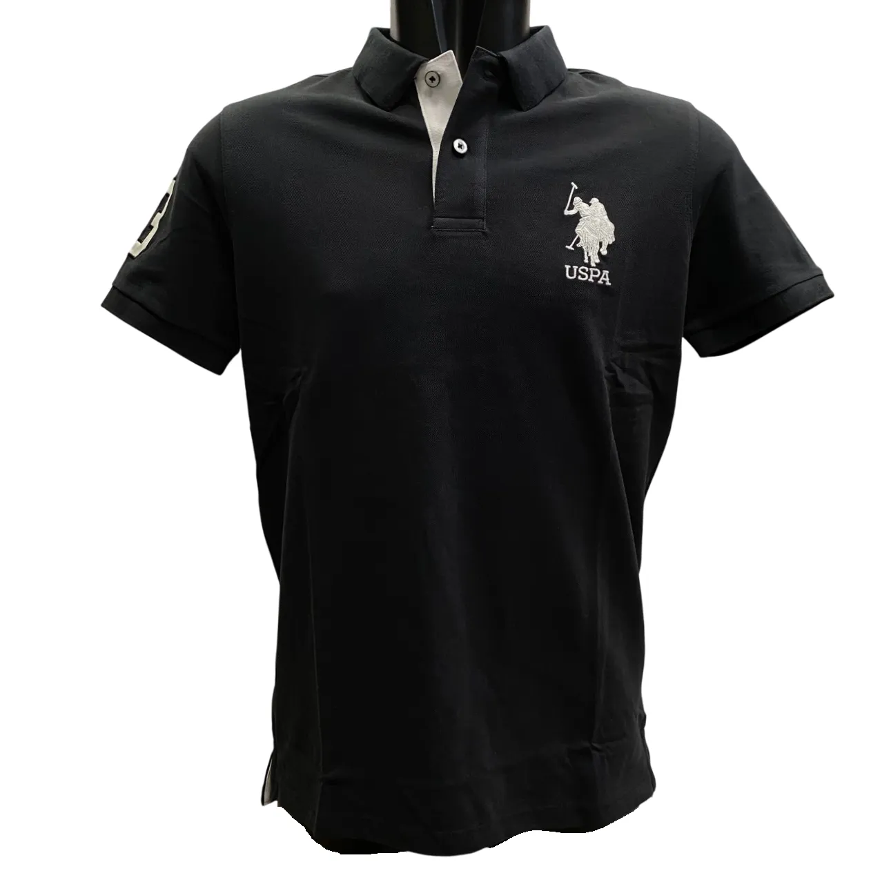 U.S.Polo Assn. Polo manica corta da uomo in cotone piquet con retrocollo a contrasto Kory US41197004 199 nero Minimalist Style